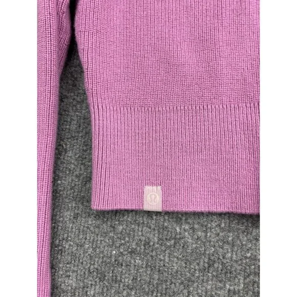 Lululemon Collared Merino Wool Sweater Womens Small Pink Ribbed Knit Cropped - Picture 7 of 7